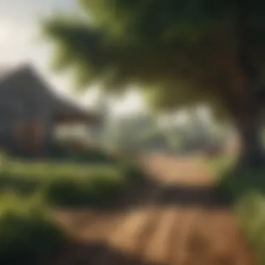 Local farm with crops and trees