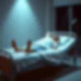 Demonstration of a side-lying position for bed mobility exercise