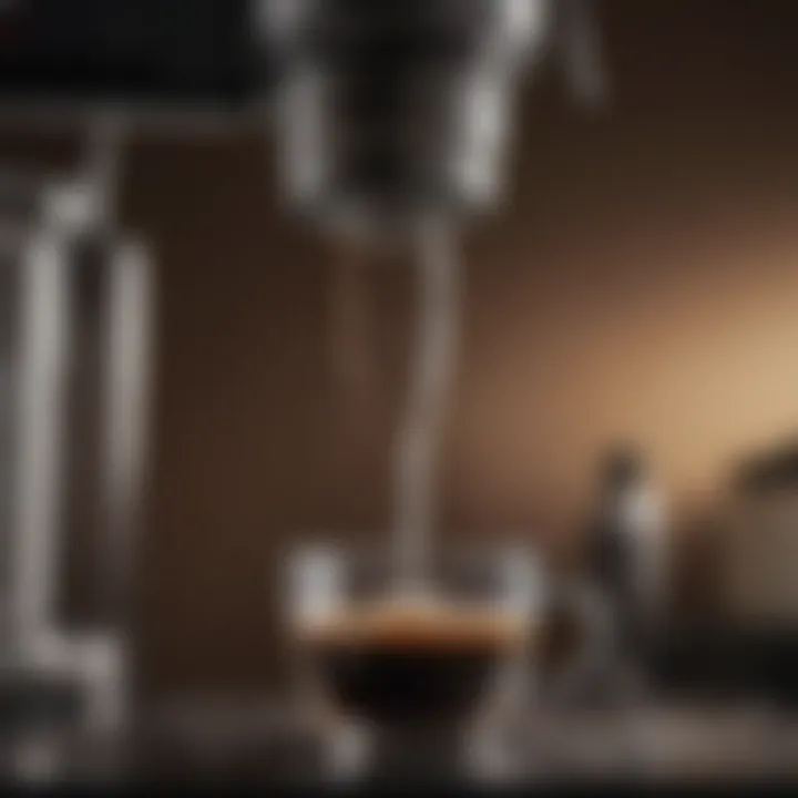 Close-up of filtered water being poured into a coffee maker