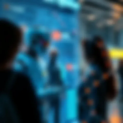 A futuristic chatbot interface interacting with users.