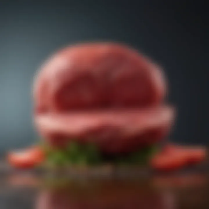 Healthy dietary options including fruits and vegetables alongside red meat
