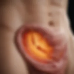 Close-up of a healthy stomach lining