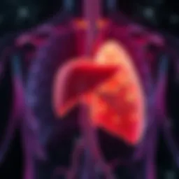 A detailed diagram showcasing the liver anatomy and the impact of cirrhosis