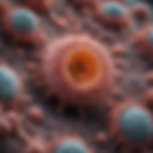 Microscopic view of abdominal cancer cells