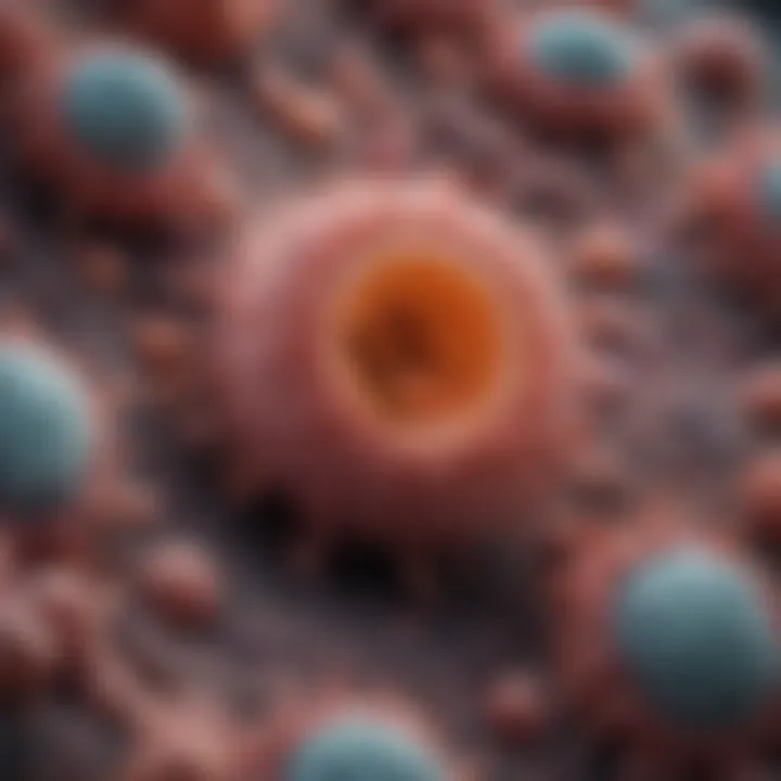 Microscopic view of abdominal cancer cells
