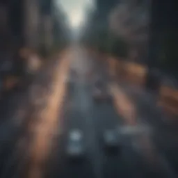 A busy urban intersection showcasing diverse traffic conditions