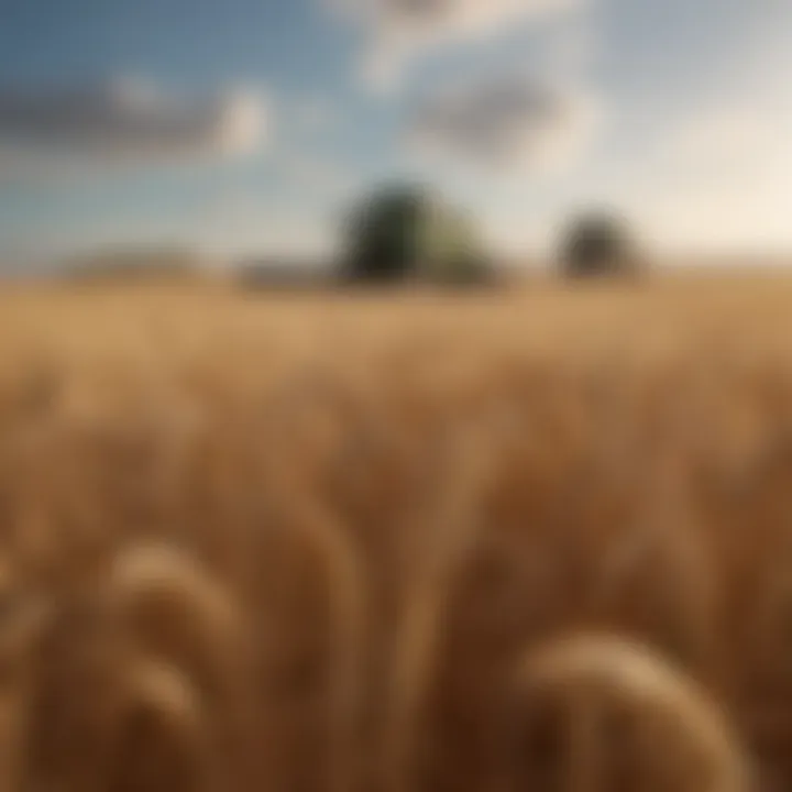 A lush wheat field under different climatic conditions