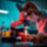 A microscope examining evidence