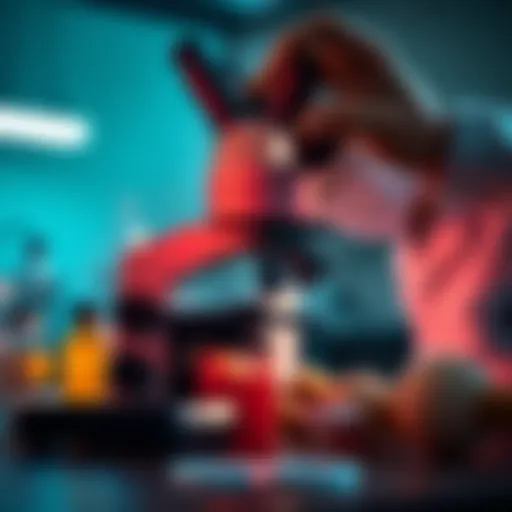 A microscope examining evidence
