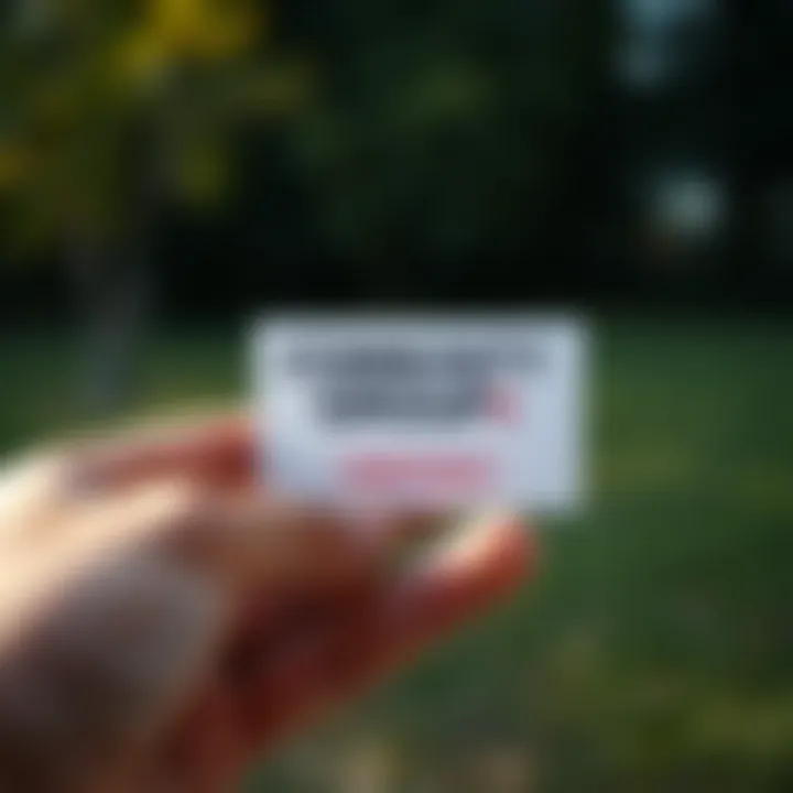 A close-up of a hand holding a support group card, emphasizing community and assistance.
