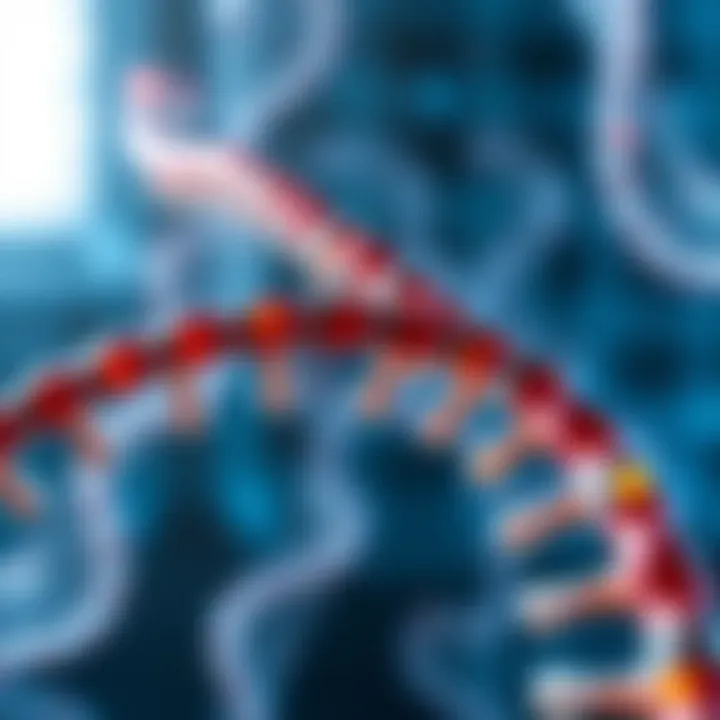 DNA and Medical Applications An artistic representation of DNA strands intertwined with medical symbols.