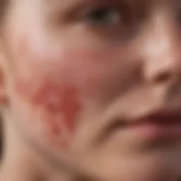 Close-up of eczema-affected skin showcasing inflammation and redness.