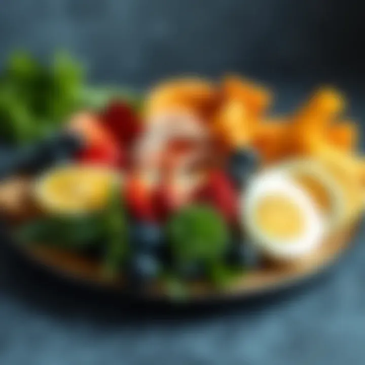 Nutrition for Cognitive Enhancement A balanced plate of healthy foods that support brain health and cognitive function