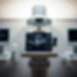 Detailed view of a sonogram machine used in breast imaging