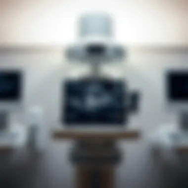 Detailed view of a sonogram machine used in breast imaging