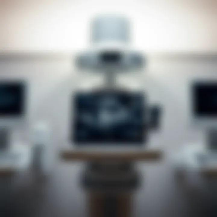 Detailed view of a sonogram machine used in breast imaging