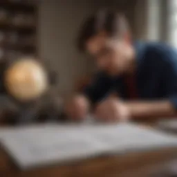 A thoughtful individual analyzing academic papers