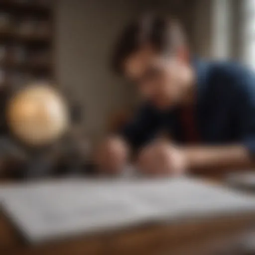 A thoughtful individual analyzing academic papers