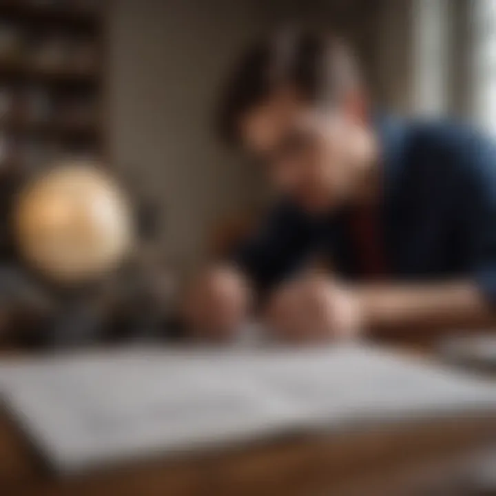 A thoughtful individual analyzing academic papers