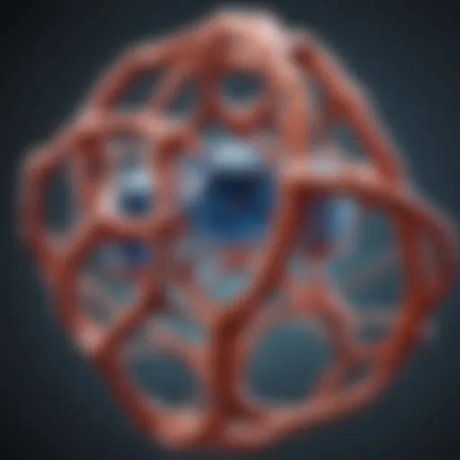 An intricate structure of organic compounds illustrating molecular bonding