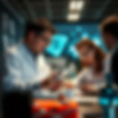 Professional application scientist collaborating with colleagues