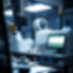 Electrospray ionization setup showcasing a mass spectrometer