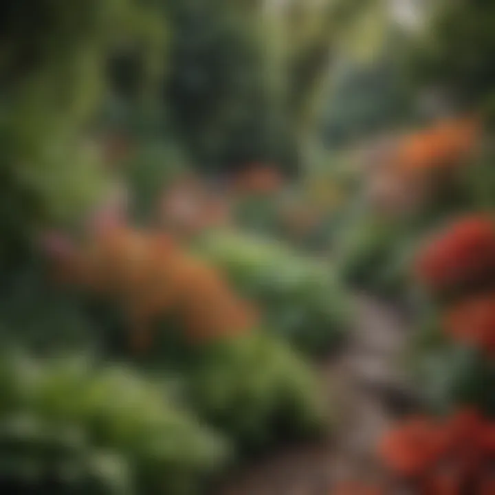 A vibrant display of various flowering plants in a botanical garden, showcasing their diversity and beauty.