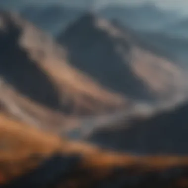 Mountainous Terrain Visualization A detailed view of a mountainous region showcasing elevation changes.
