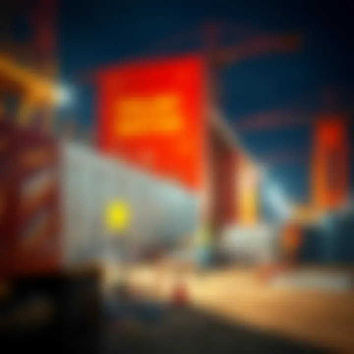 Construction site showcasing temporary materials