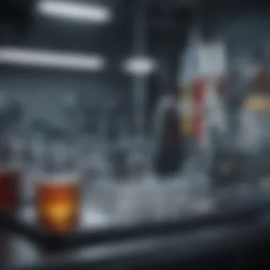 Laboratory setting with various diagnostic tests and equipment.