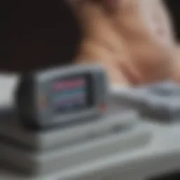 Close-up view of a prenatal heartbeat monitor displaying fetal heart rate