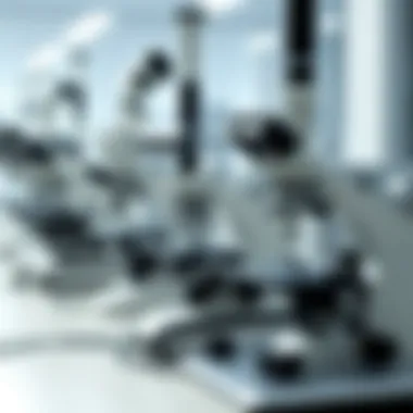 Diverse Types of Electron Microscopes Illustration depicting various types of electron microscopes in a laboratory setting