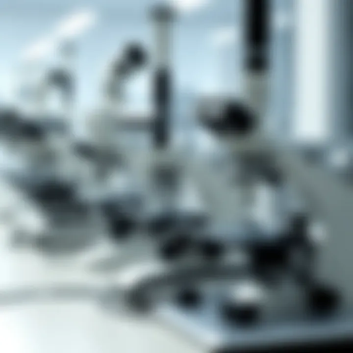Diverse Types of Electron Microscopes Illustration depicting various types of electron microscopes in a laboratory setting