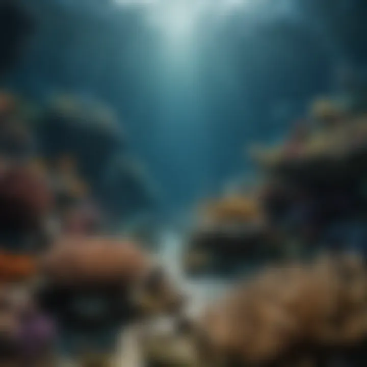 A serene underwater landscape showcasing marine biodiversity