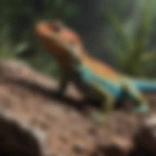 A colorful lizard in its natural habitat, showcasing its vibrant scales