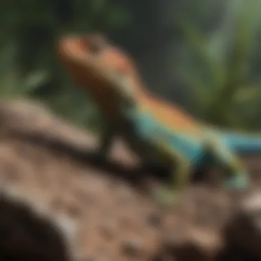 Vibrant Lizard in Natural Habitat A colorful lizard in its natural habitat, showcasing its vibrant scales