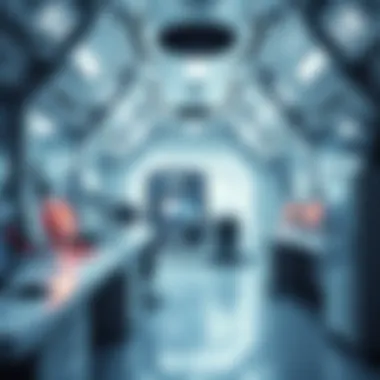 A high-tech laboratory showcasing advanced space travel technologies in development.