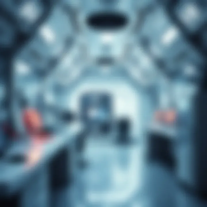 A high-tech laboratory showcasing advanced space travel technologies in development.