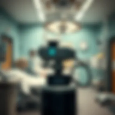 Robotic Innovations in Healthcare A robotic mechanism in a healthcare environment assisting medical professionals