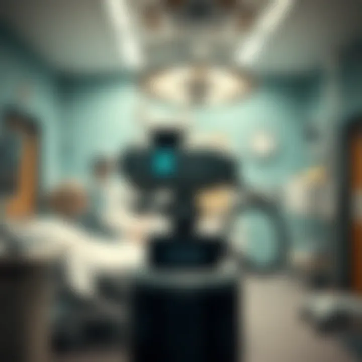 Robotic Innovations in Healthcare A robotic mechanism in a healthcare environment assisting medical professionals