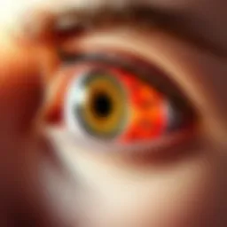 Detailed diagram illustrating the anatomy of the eye and the focusing mechanism involved in myopia.