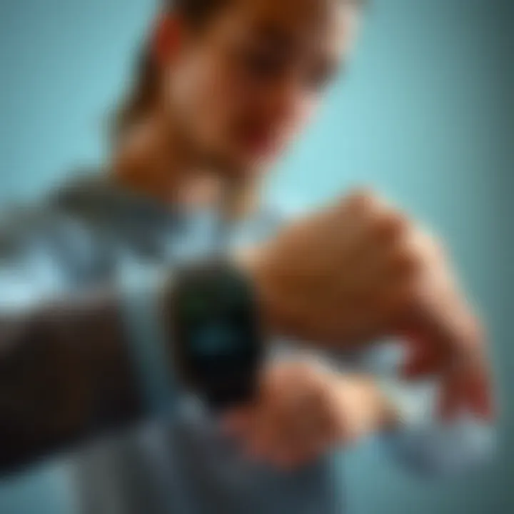 Integrating Fitness Tracking with Smart Technology A smart watch being used in a fitness context