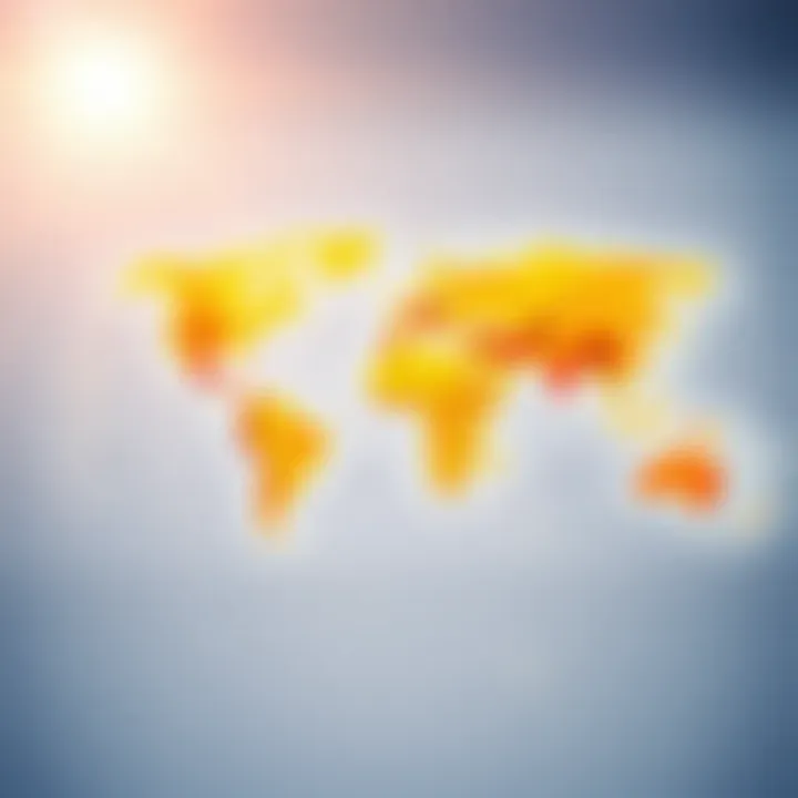 Map showcasing geographical regions with varying sunlight exposure