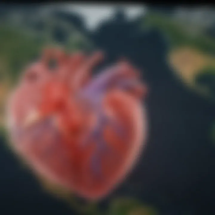 Global map highlighting heart disease prevalence