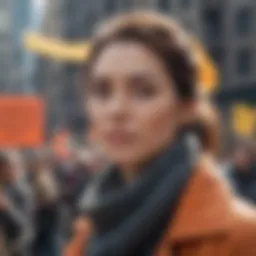 A vibrant climate protest with banners advocating for environmental change
