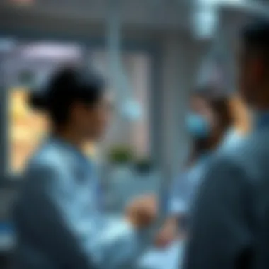 Clinical setting showcasing healthcare professionals discussing treatment options involving guanfacine