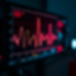 A close-up view of a heart monitor displaying fluctuations in heart rate during sleep.