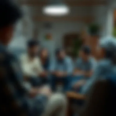 A group discussion on mental health solutions within a community setting.