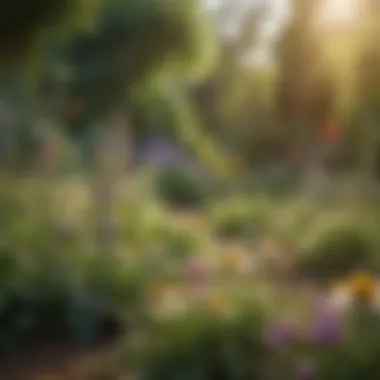Flourishing Garden for Bees A lush garden flourishing with flowers attracting honeybees