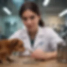 Veterinary student studying animal health